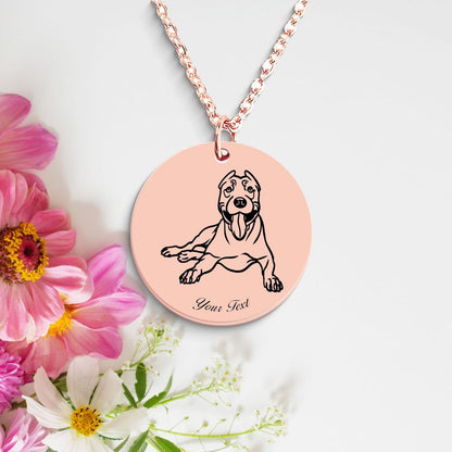 Pit Bull Dog Portrait Necklace - Personalizable Jewelry