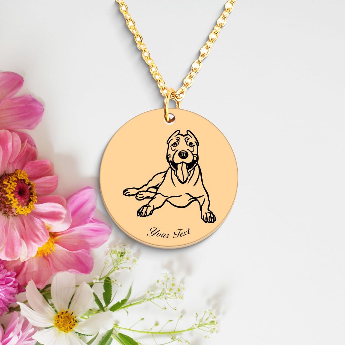 Pit Bull Dog Portrait Necklace - Personalizable Jewelry