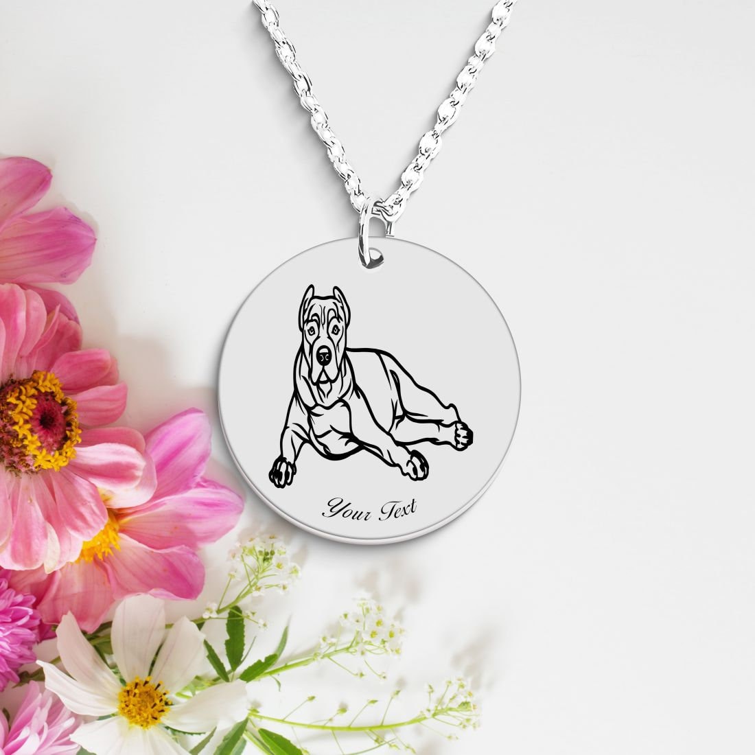 Pit Bull Dog Portrait Necklace - Personalizable Jewelry