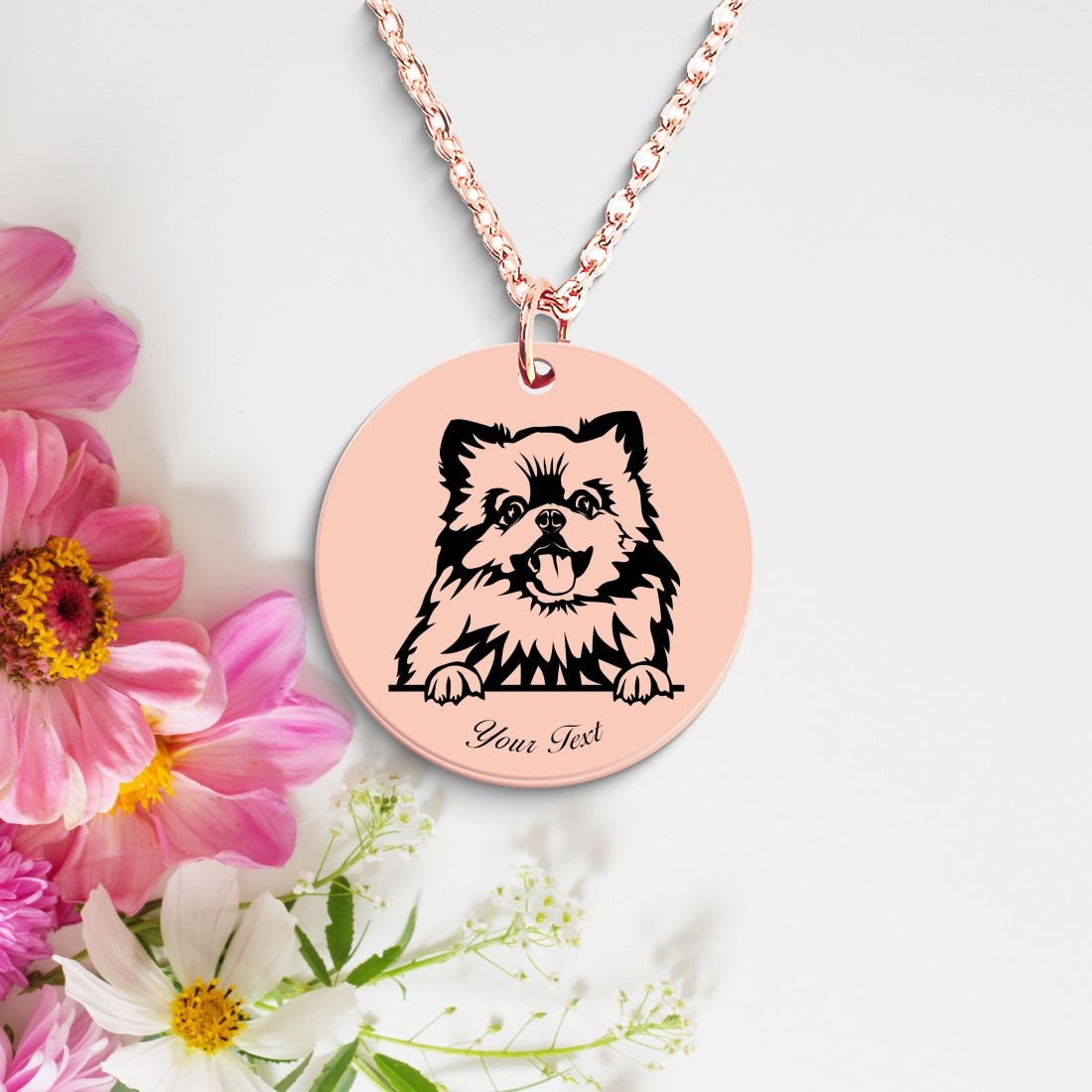 Pomeranian Dog Portrait Necklace - Personalizable Jewelry