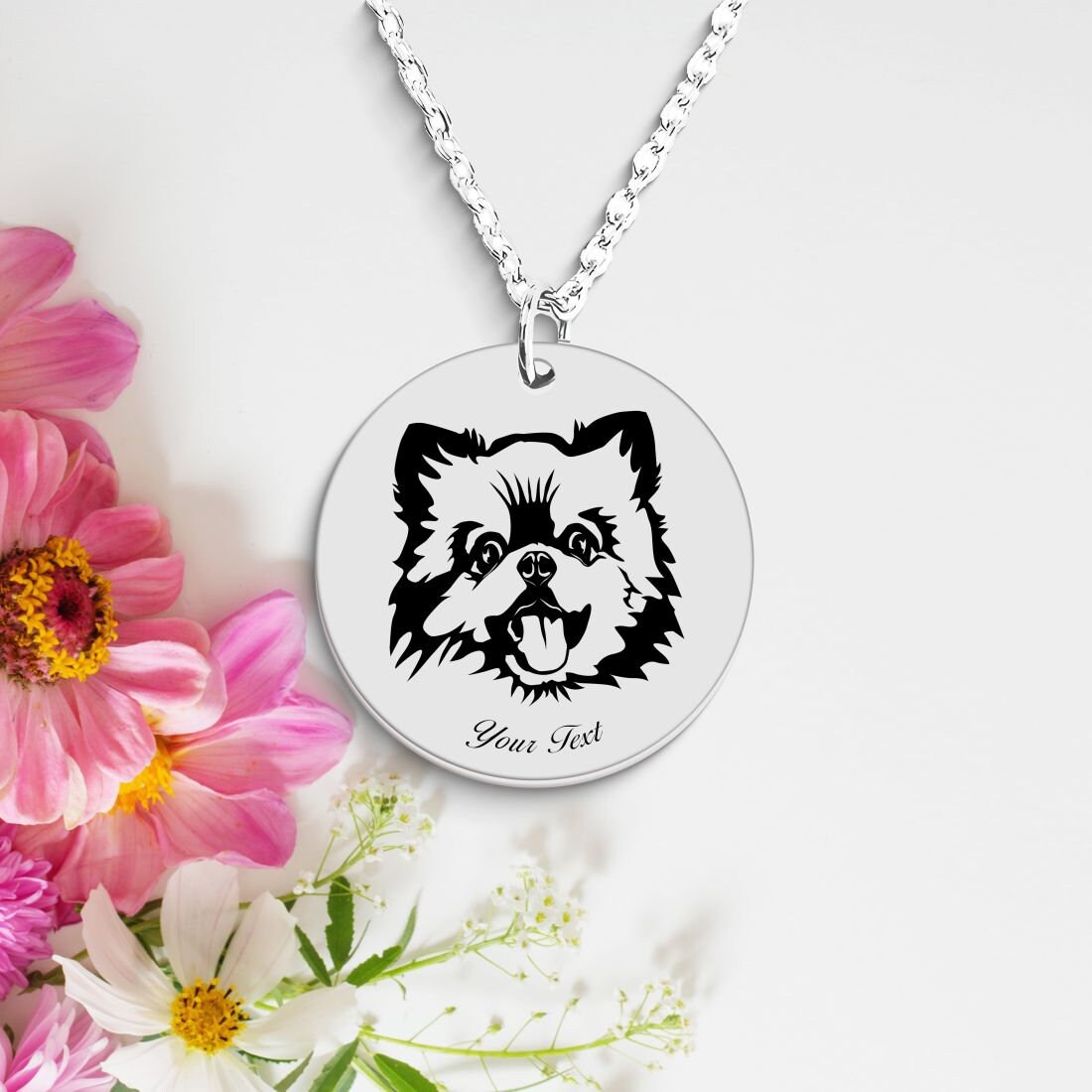 Pomeranian Dog Portrait Necklace - Personalizable Jewelry