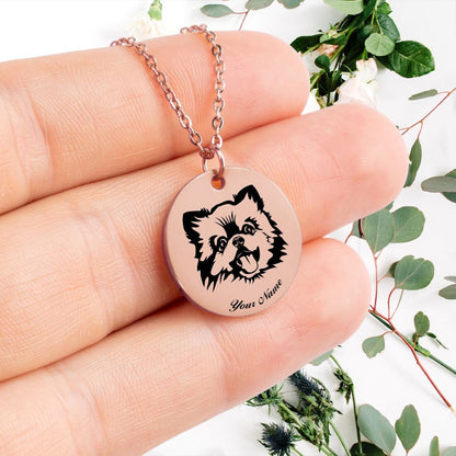 Pomeranian Dog Portrait Necklace - Personalizable Jewelry