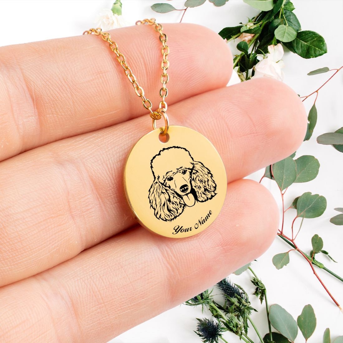 Poodle Dog Portrait Necklace - Personalizable Jewelry