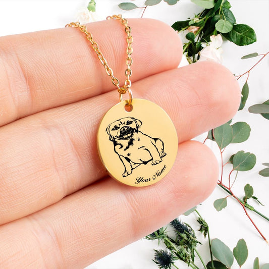 Puggle Dog Portrait Necklace - Personalizable Jewelry