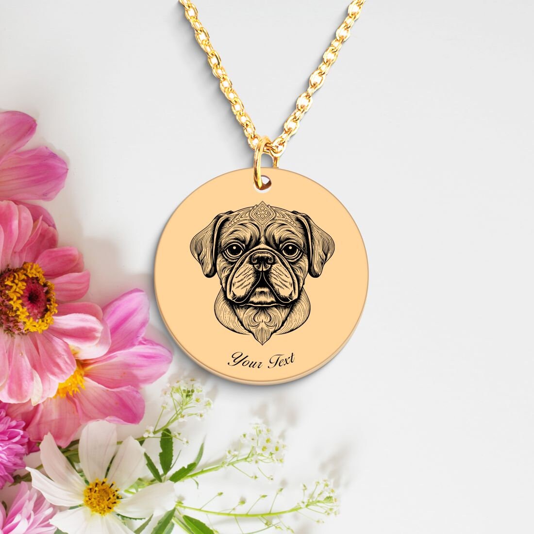 Puggle Dog Portrait Necklace - Personalizable Jewelry