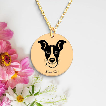 Rat Terrier Dog Portrait Necklace - Personalizable Jewelry