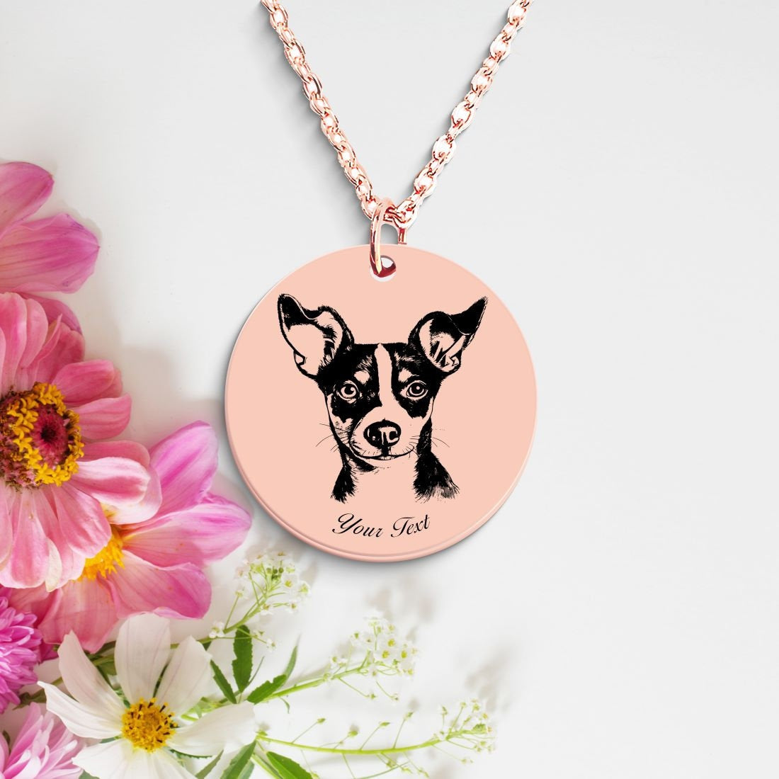 Rat Terrier Dog Portrait Necklace - Personalizable Jewelry