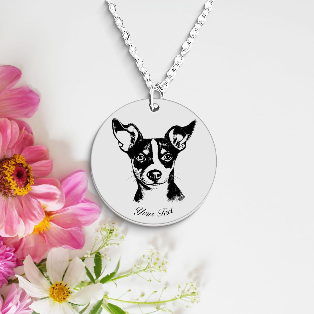 Rat Terrier Dog Portrait Necklace - Personalizable Jewelry