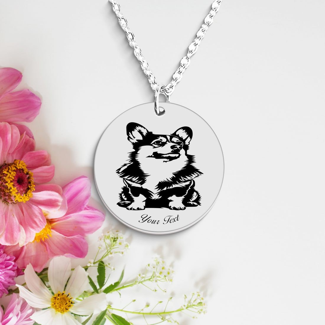 Welsh Corgi Dog Portrait Necklace - Personalizable Jewelry