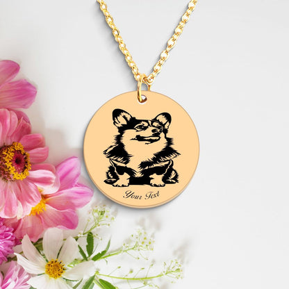 Welsh Corgi Dog Portrait Necklace - Personalizable Jewelry