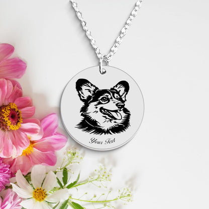 Welsh Corgi Dog Portrait Necklace - Personalizable Jewelry