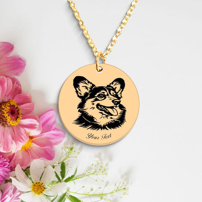 Welsh Corgi Dog Portrait Necklace - Personalizable Jewelry