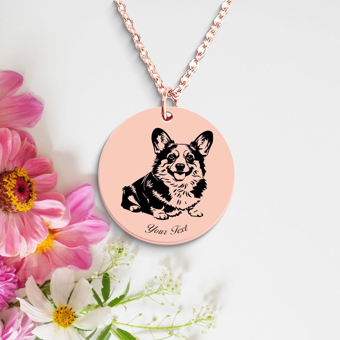 Welsh Corgi Dog Portrait Necklace - Personalizable Jewelry