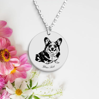 Welsh Corgi Dog Portrait Necklace - Personalizable Jewelry