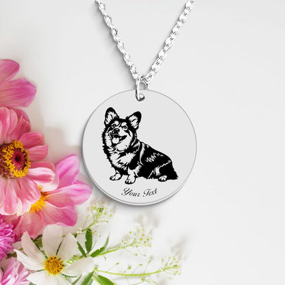 Welsh Corgi Dog Portrait Necklace - Personalizable Jewelry