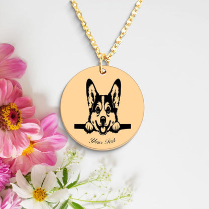 Welsh Corgi Dog Portrait Necklace - Personalizable Jewelry