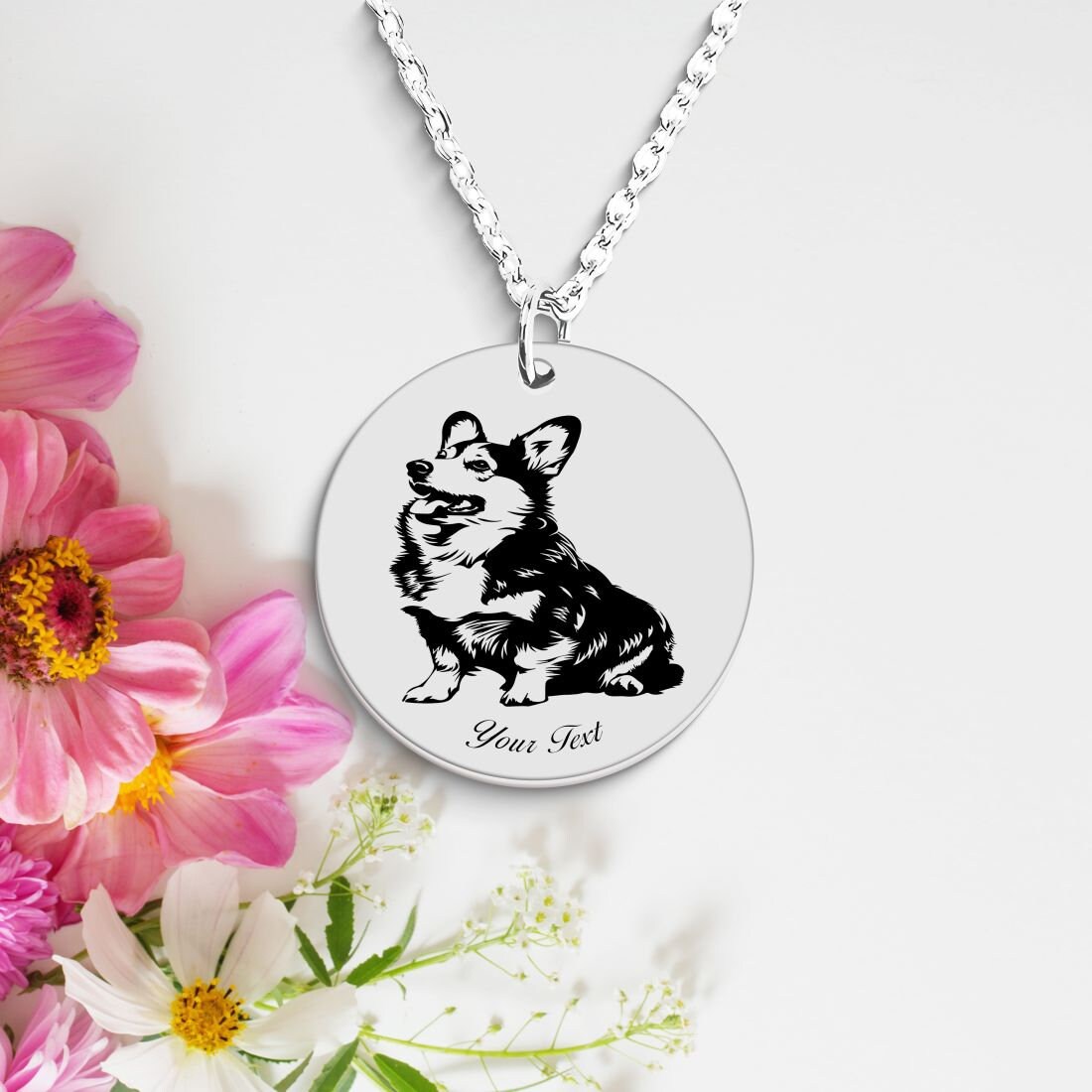 Welsh Corgi Dog Portrait Necklace - Personalizable Jewelry