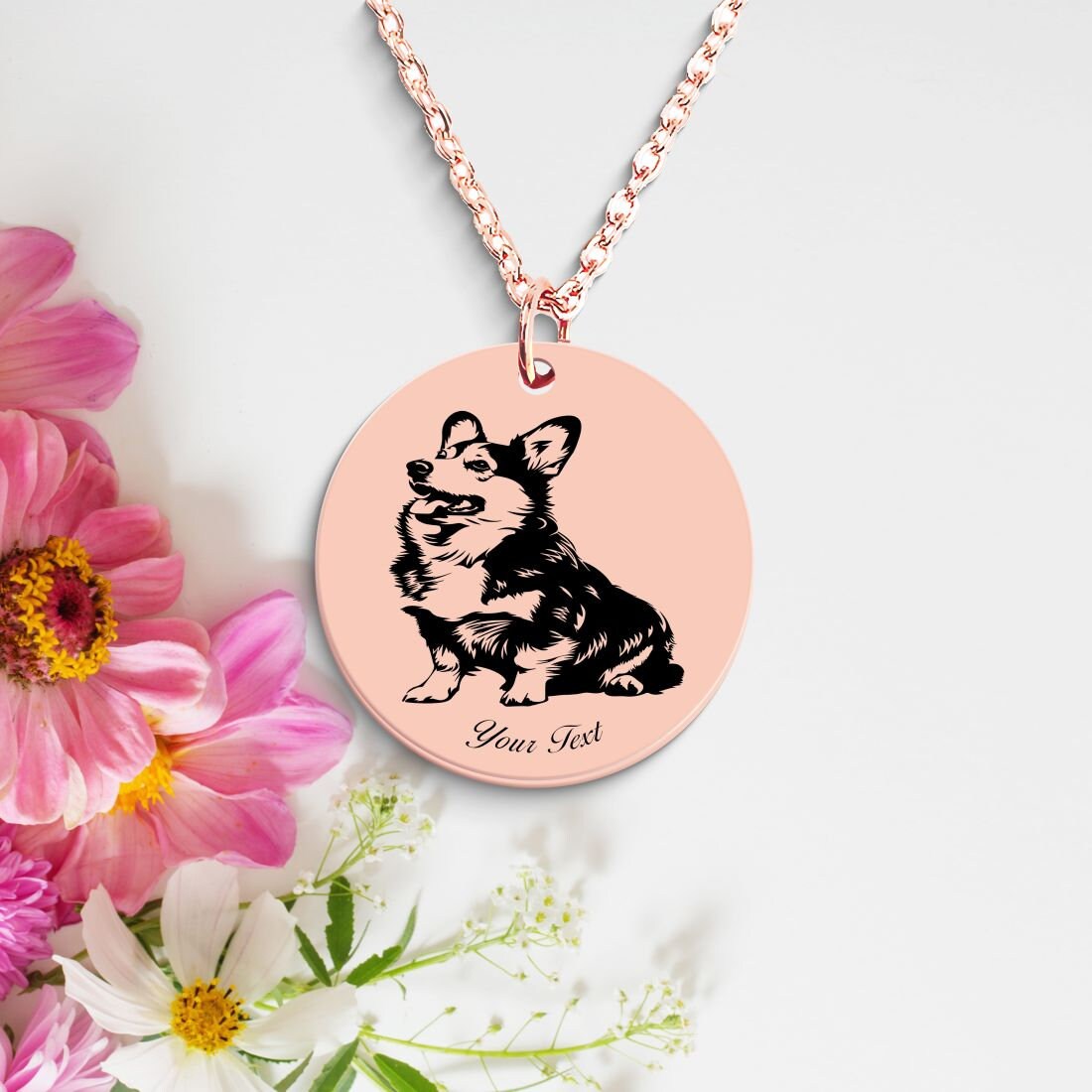 Welsh Corgi Dog Portrait Necklace - Personalizable Jewelry