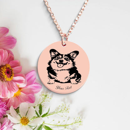 Welsh Corgi Dog Portrait Necklace - Personalizable Jewelry