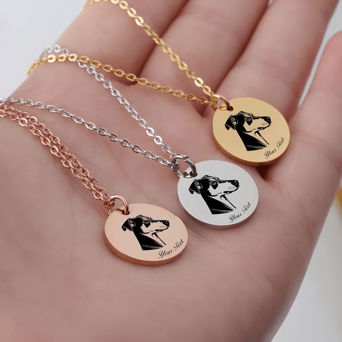 Whippet Dog Portrait Necklace - Personalizable Jewelry