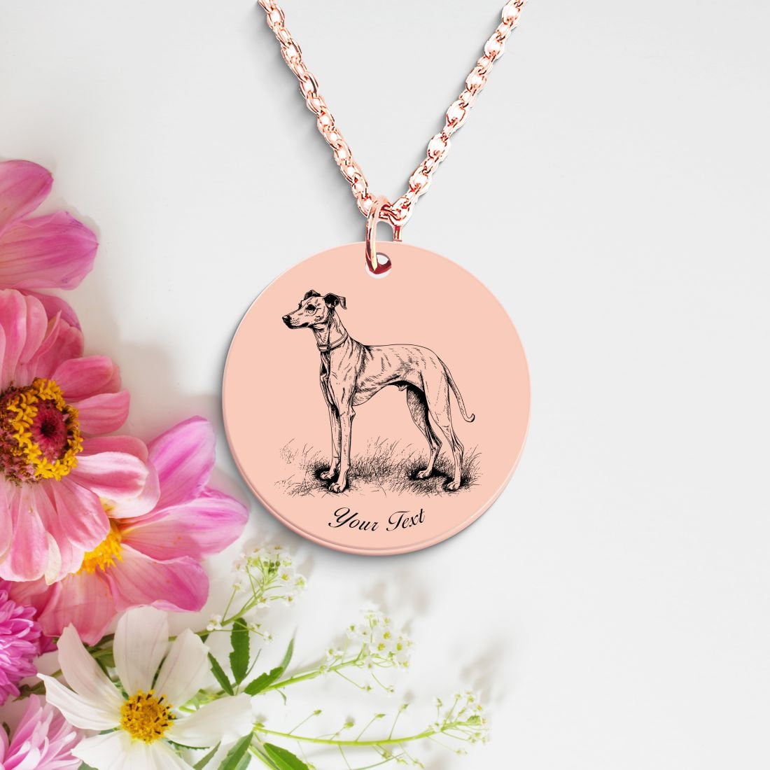 Whippet Dog Portrait Necklace - Personalizable Jewelry