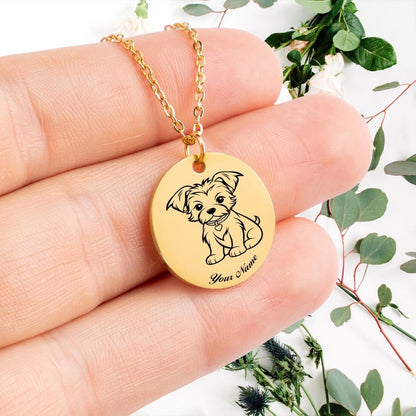 Yorkshire Terrier Dog Portrait Necklace - Personalizable Jewelry