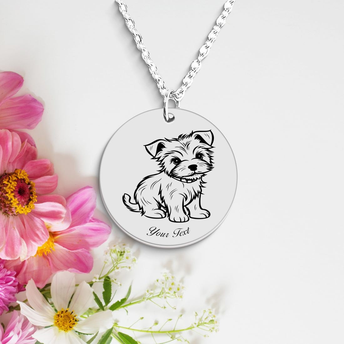 Yorkshire Terrier Dog Portrait Necklace - Personalizable Jewelry