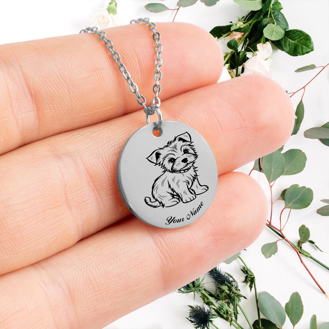 Yorkshire Terrier Dog Portrait Necklace - Personalizable Jewelry