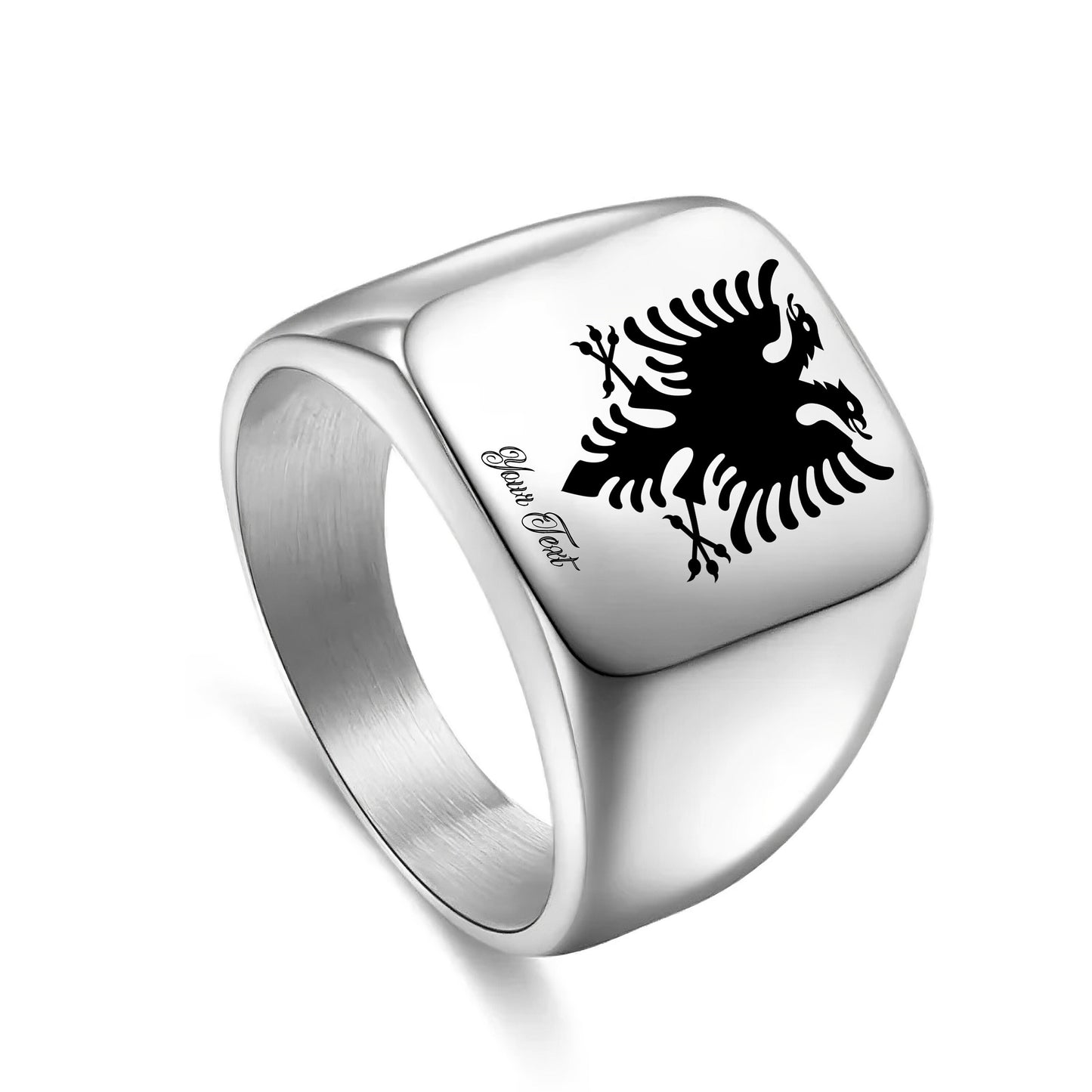 Albanian Eagle Ring - Your Name Ring