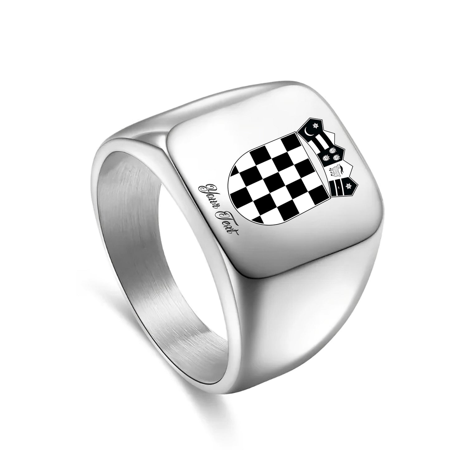 Croatia Emblem Ring, Stainless Steel Men Ring Silver Engraved Hrvatska, Your Name Ring, Gift for him Father brother boyfriend