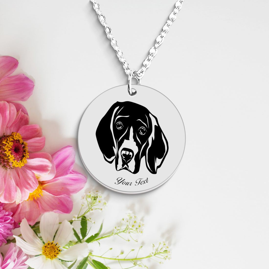 Beagle Dog Portrait Necklace - Personalizable Jewelry