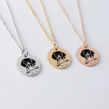 Beagle Dog Portrait Necklace - Personalizable Jewelry