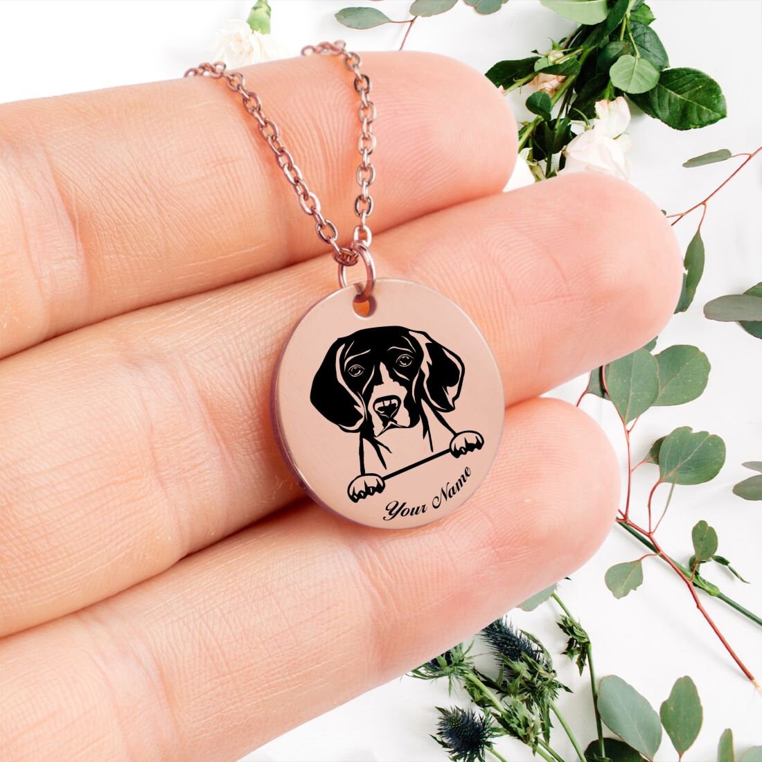 Beagle Dog Portrait Necklace - Personalizable Jewelry