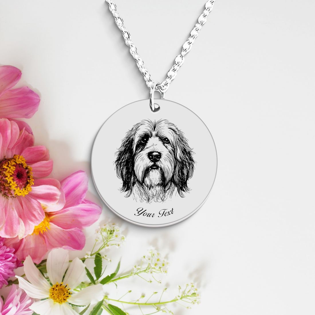 Bearded Collie Portrait Necklace - Personalizable Jewelry