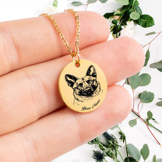 Belgian Malinois Dog Portrait Necklace - Personalizable Jewelry