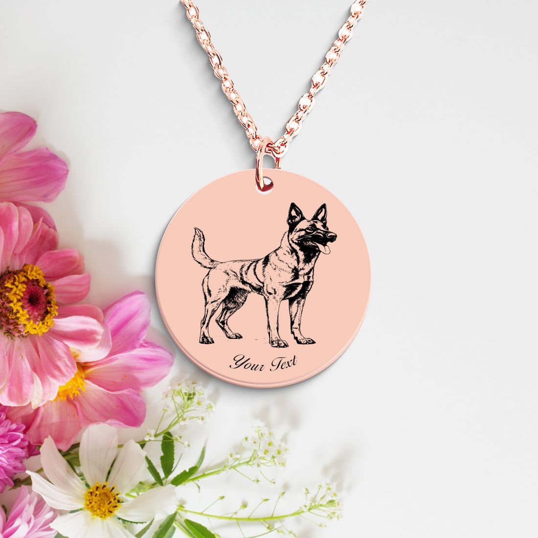 Belgian Malinois Dog Portrait Necklace - Personalizable Jewelry