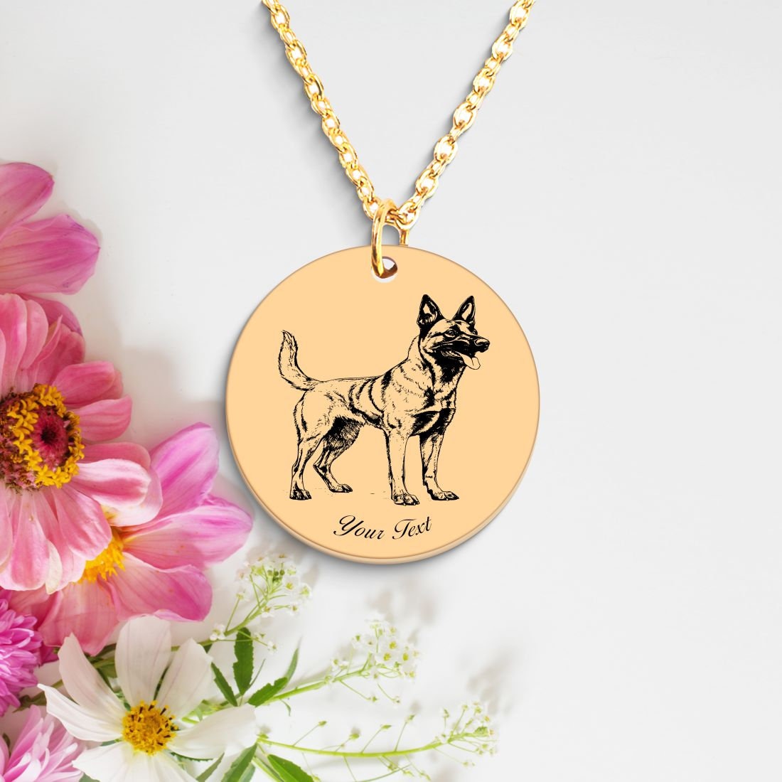 Belgian Malinois Dog Portrait Necklace - Personalizable Jewelry