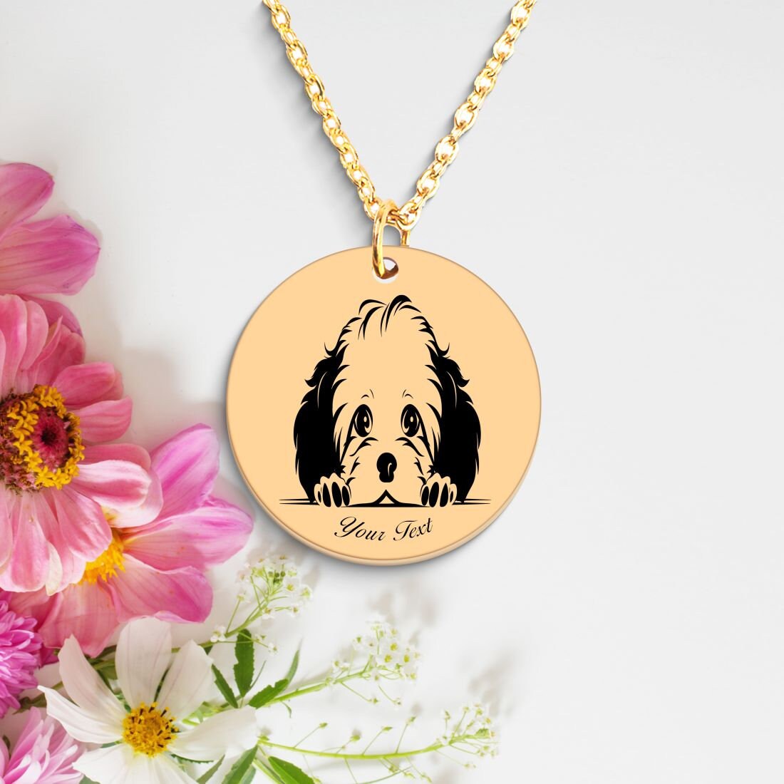 Bichon Frise Dog Portrait Necklace - Personalizable Jewelry