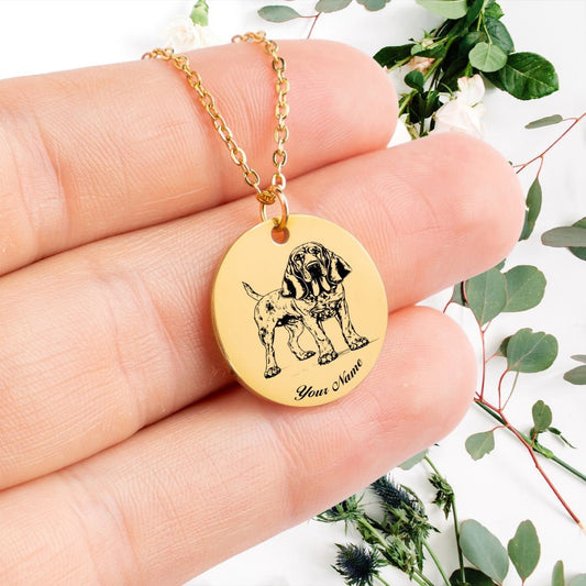 Bloodhound Dog Portrait Necklace - Personalizable Jewelry