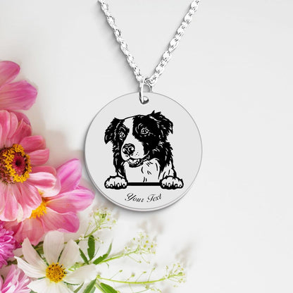 Border Collie Dog Portrait Necklace - Personalizable Jewelry