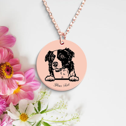 Border Collie Dog Portrait Necklace - Personalizable Jewelry