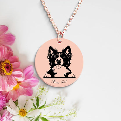 Border Collie Dog Portrait Necklace - Personalizable Jewelry