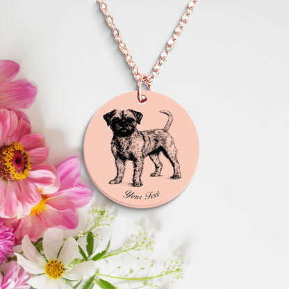 Border Terrier Dog Portrait Necklace - Personalizable Jewelry