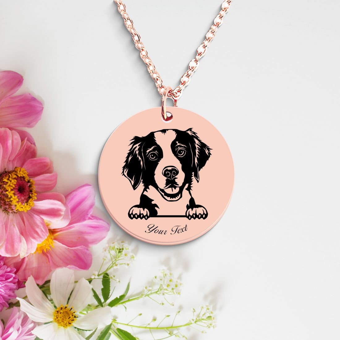 Brittany Spaniel Dog Portrait Necklace - Personalizable Jewelry