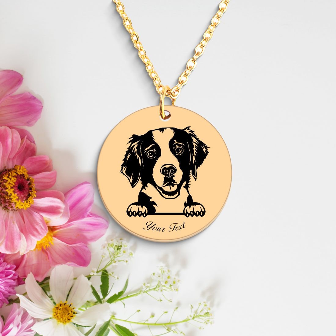 Brittany Spaniel Dog Portrait Necklace - Personalizable Jewelry