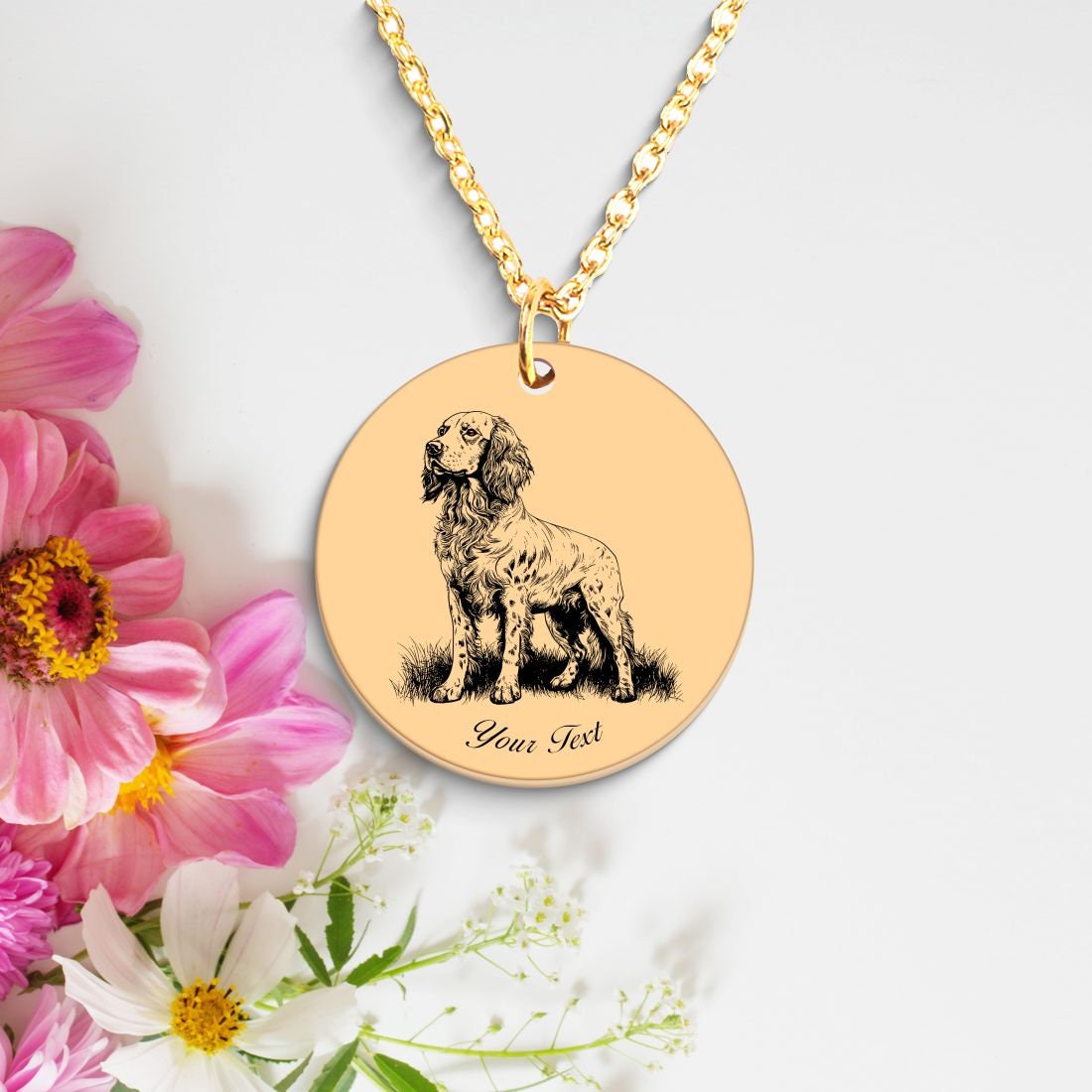 Brittany Spaniel Dog Portrait Necklace - Personalizable Jewelry