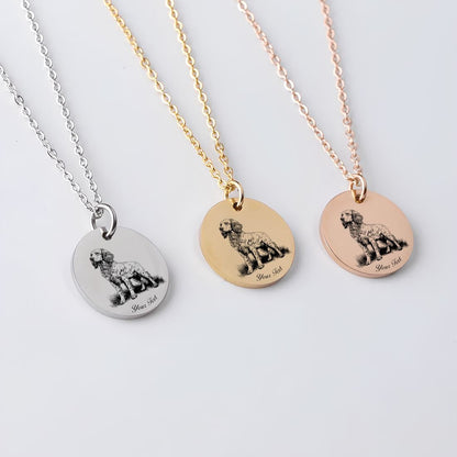 Brittany Spaniel Dog Portrait Necklace - Personalizable Jewelry