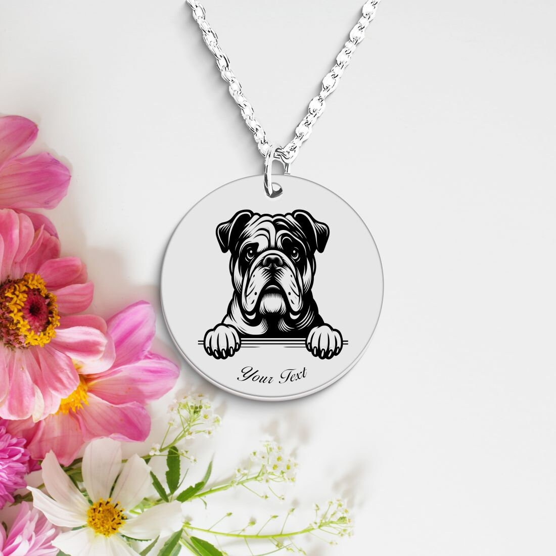 Bulldog Portrait Necklace - Personalizable Jewelry