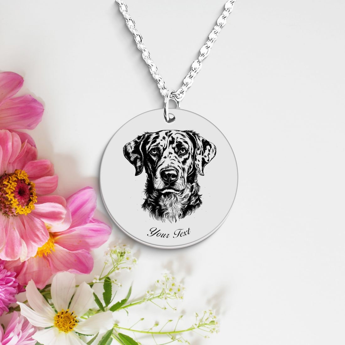 Catahoula Dog Portrait Necklace - Personalizable Jewelry