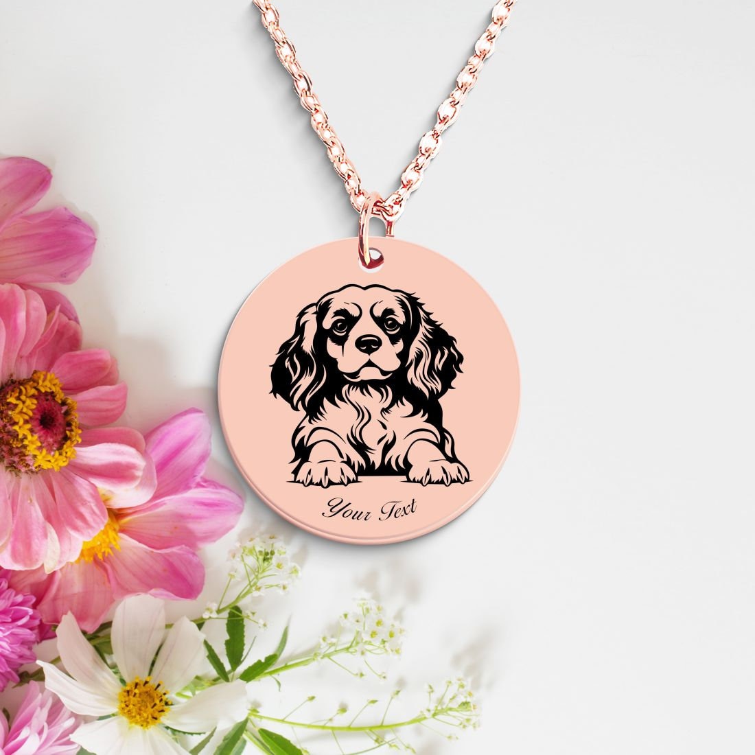 Cavalier King Charles Spaniel Dog Portrait Necklace - Personalizable